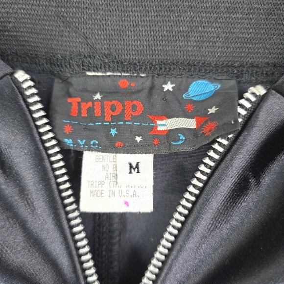 Vintage Tripp NYC Black Satin Front Zip Bondage Whimsigoth Mini Dress USA - Picture 10 of 11